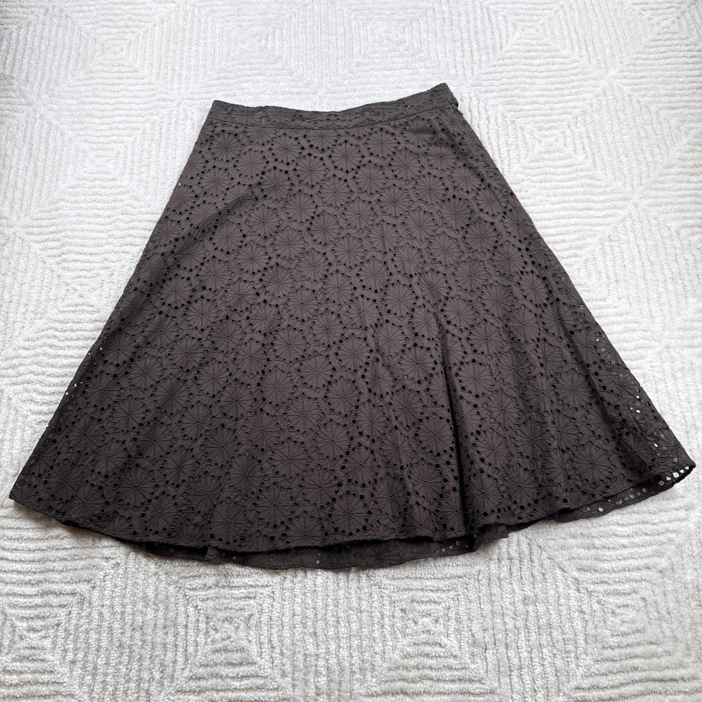 Vintage Banana Republic Skirt Womens 4 Brown Lace A Line Midi Boho Y2K Eyelet